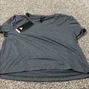 Gray Adidas crop workout shirt